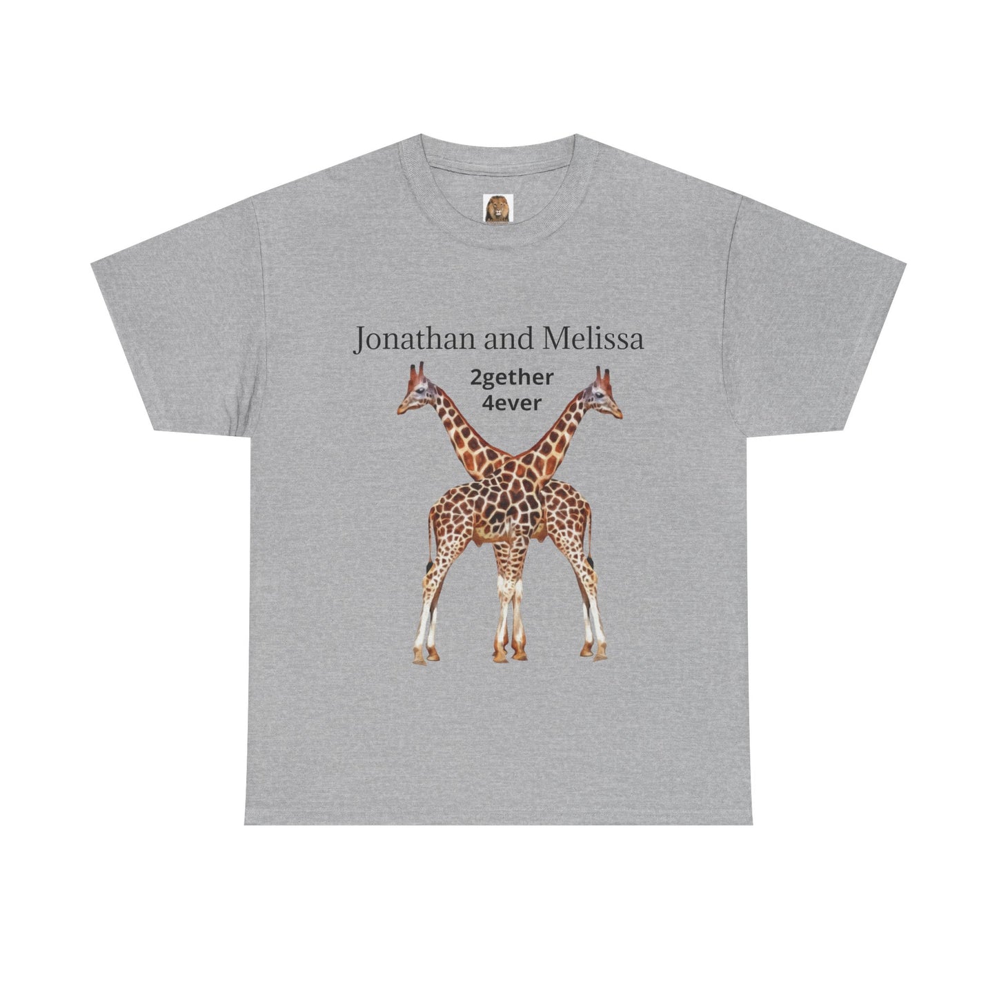 Personalized Giraffe Couple Unisex Crew Neck T-Shirt for Animal Lovers