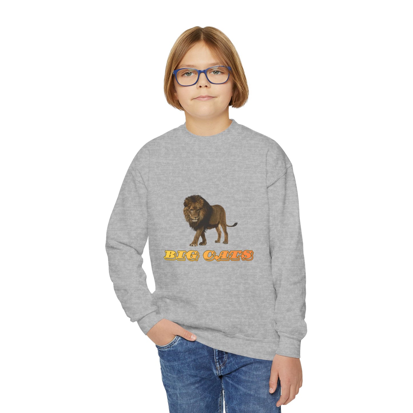 Youth Lion Big Cats Crewneck Sweatshirt