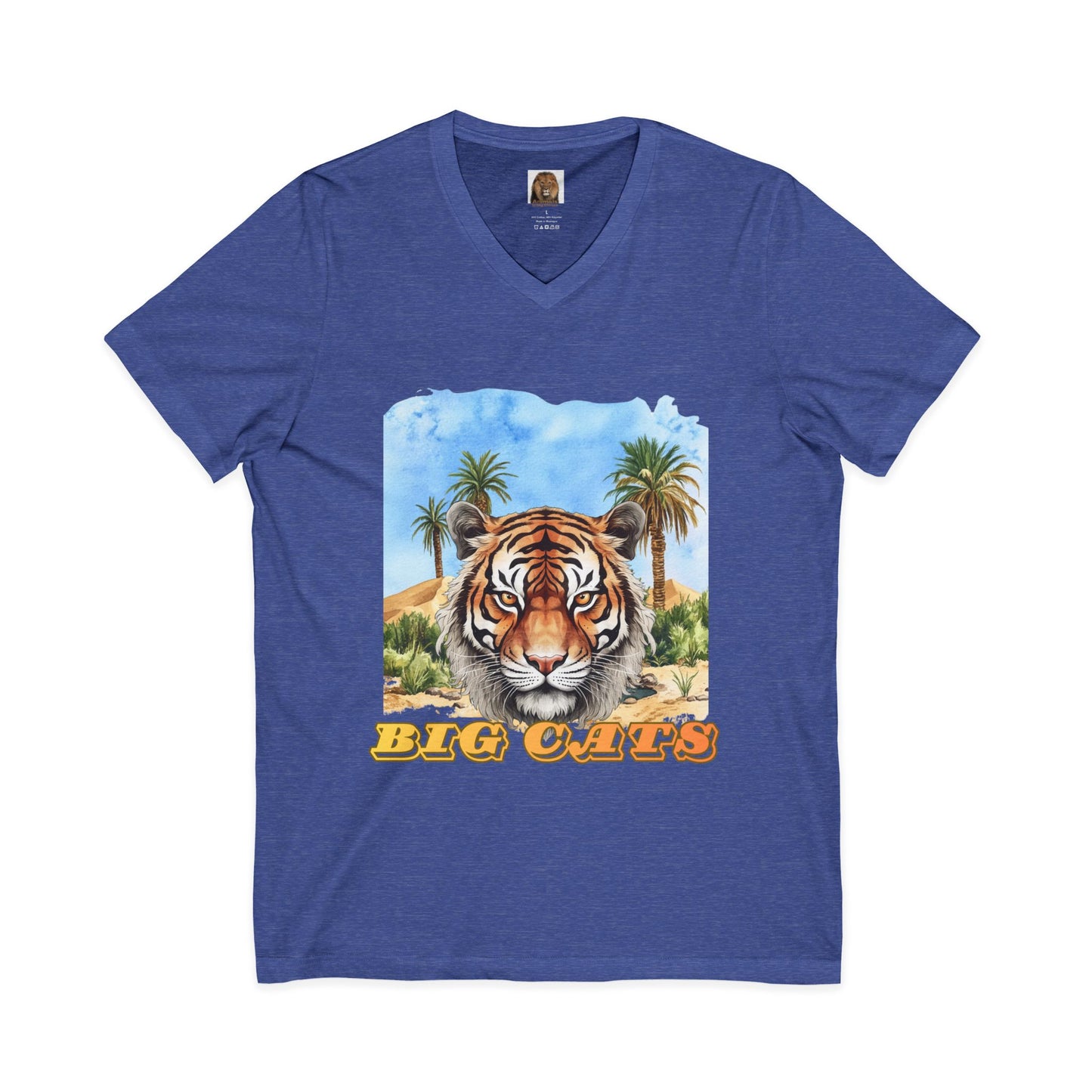 Men's Tiger Big Cats Short Sleeve V-Neck Tee