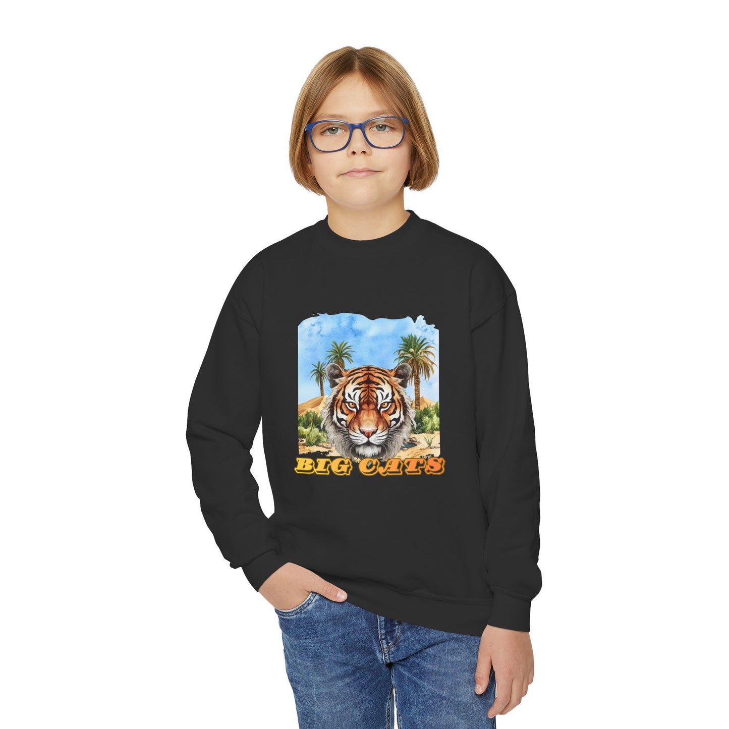 Girl's Big Cats Tiger Crewneck Sweatshirt