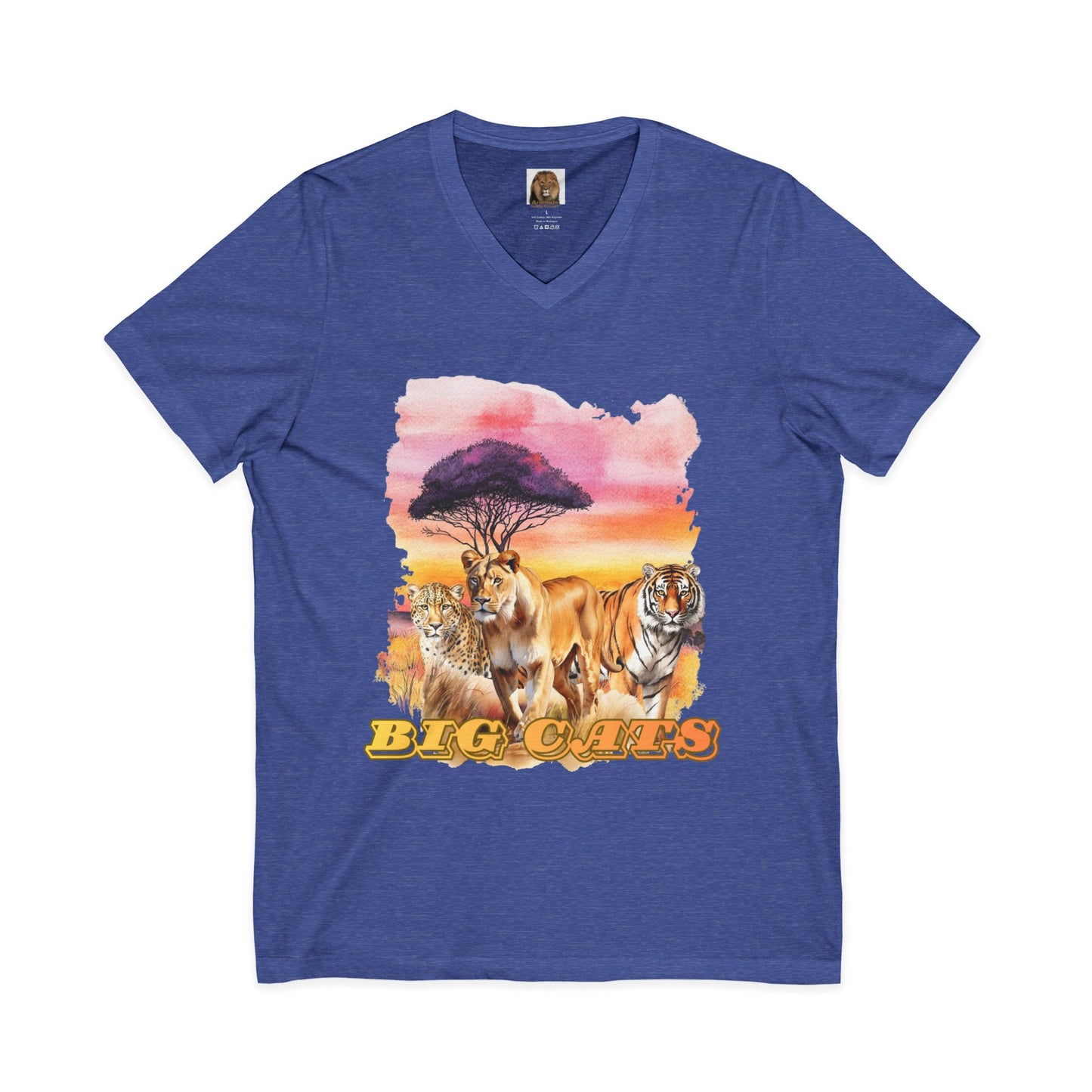 Women's Trio Big Cats Short Sleeve V-Neck Tee