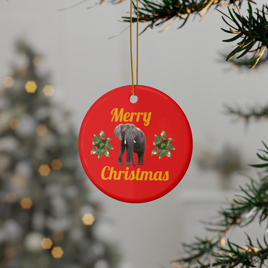 Festive Elephant Christmas Ornament (Set of 1, 3, or 5)