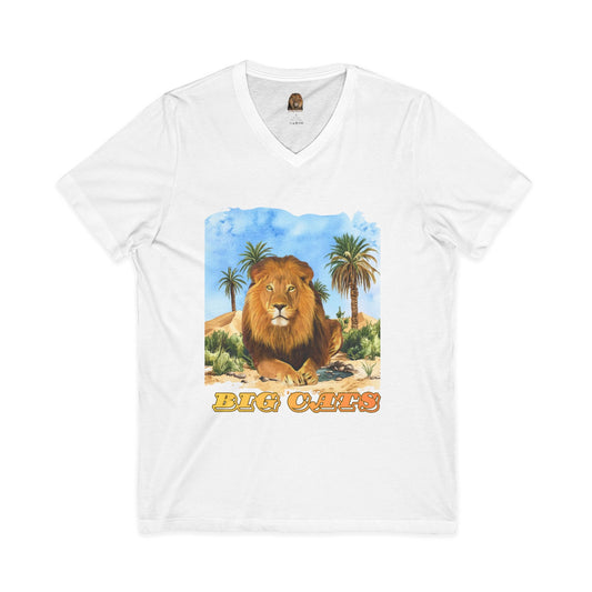 Men's Lion Big Cats Short Sleeve V-Neck Tee