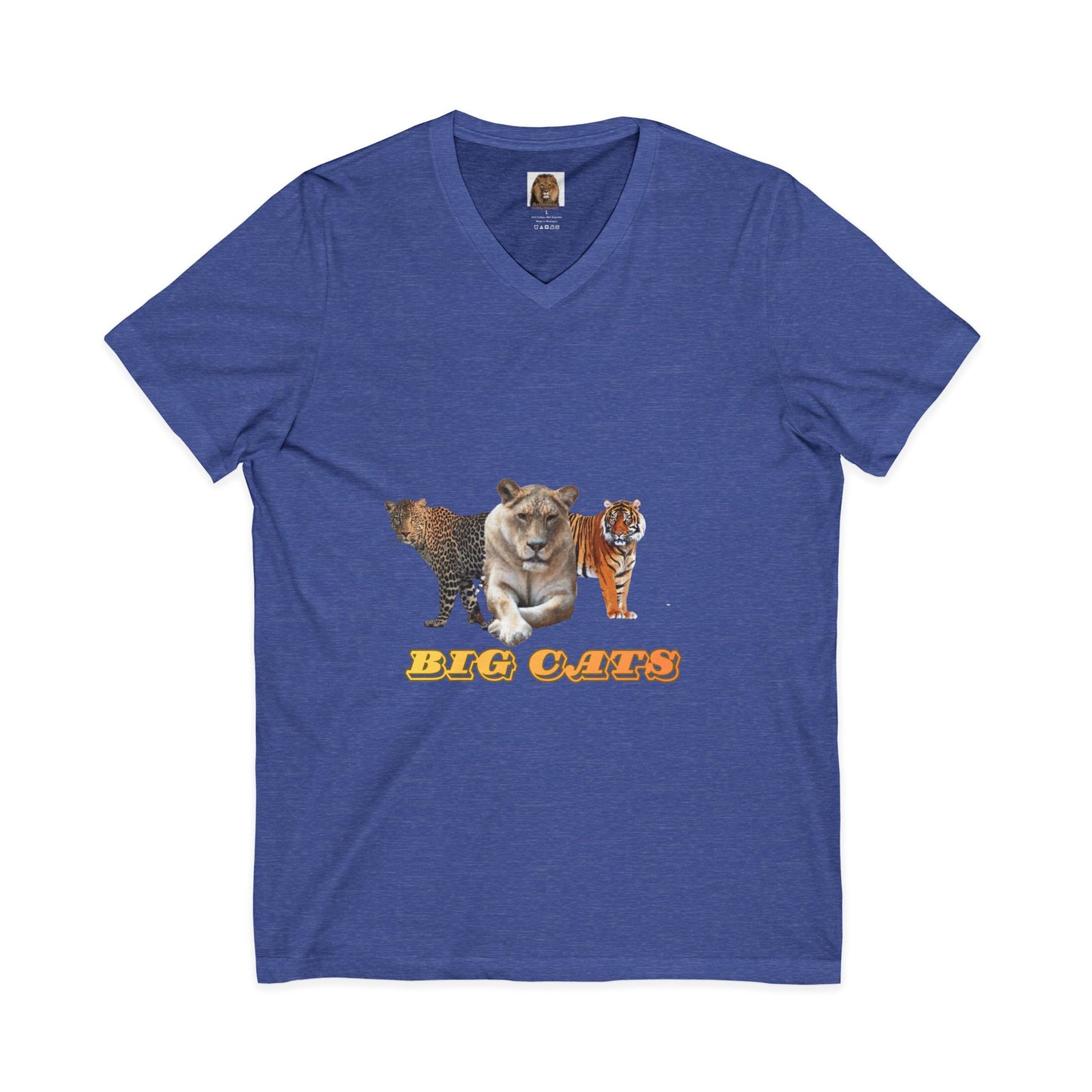 Unisex Big Cats Lioness Short Sleeve V-Neck Tee