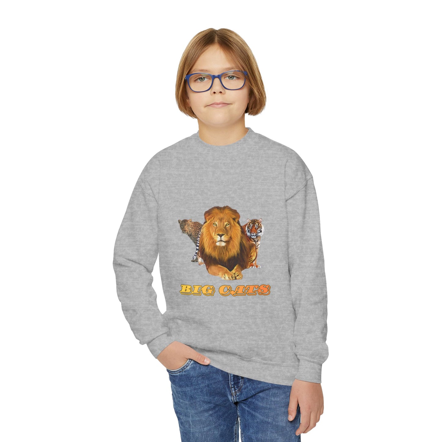 Youth Big Cats Lion Crewneck Sweatshirt