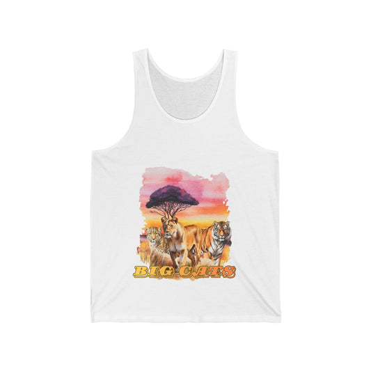 Women's Big Cats Tank Top —  Sunset Graphic (Lioness, Tiger, Cheetah)