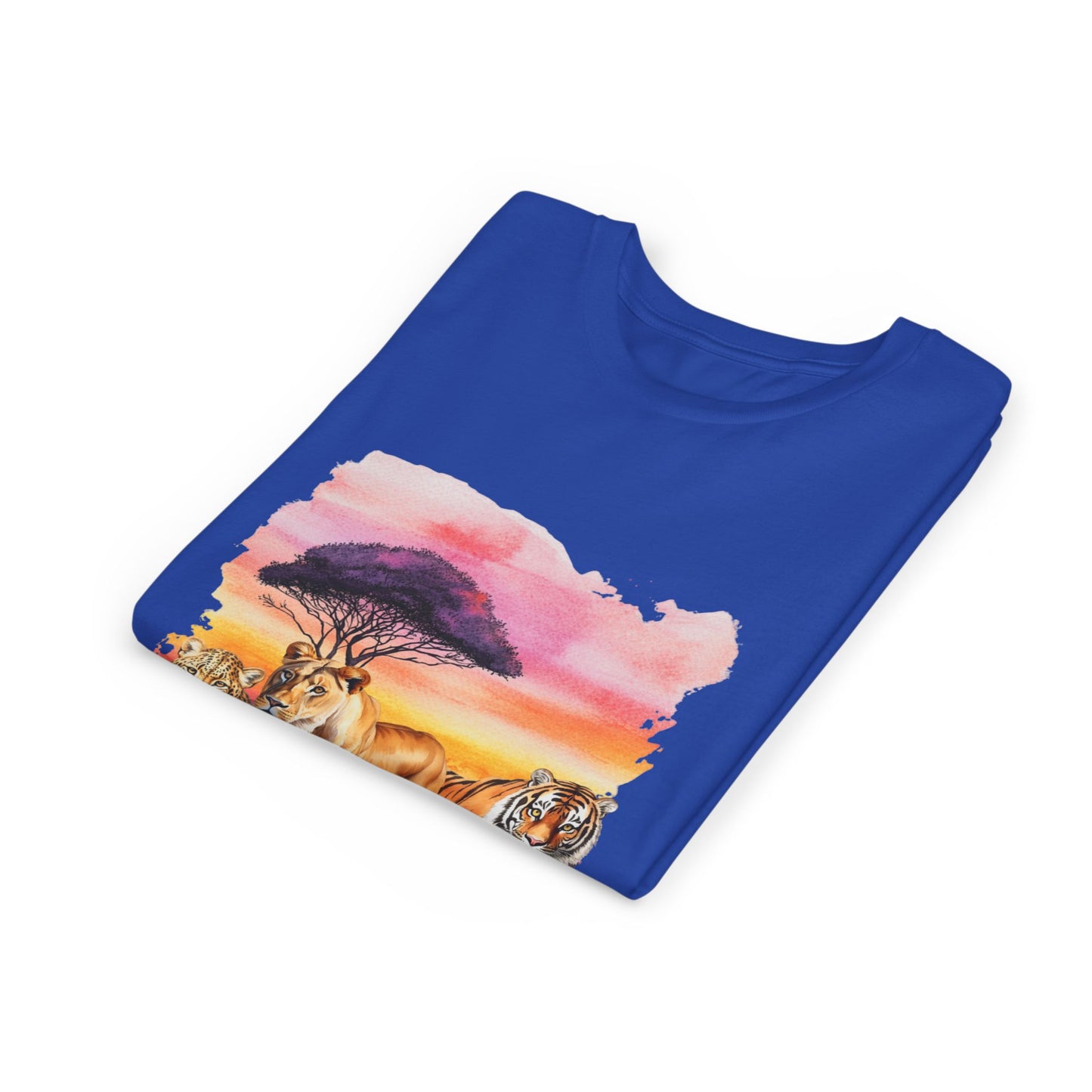 Girls Big Cats Trio Graphic Kids T-Shirt (Lion, Tiger, Cheetah)