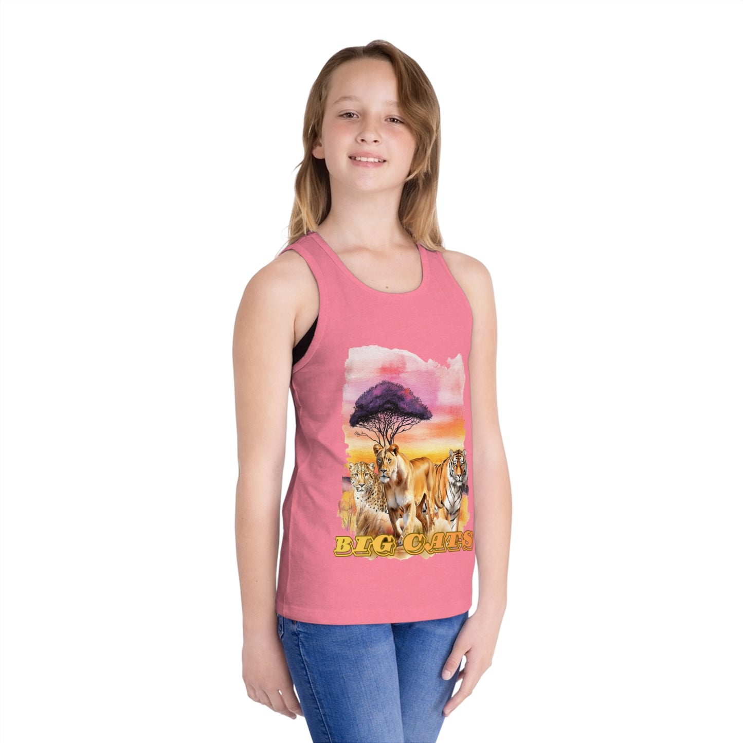 Boy's Big Cats Trio Tank Top - Lioness, Tiger & Cheetah Safari Graphic