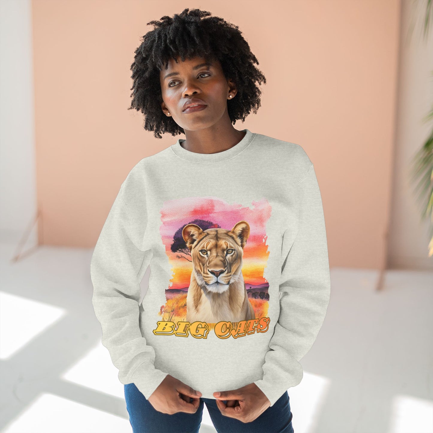Women's Big Cats Lioness Premium Crewneck Sweatshirt