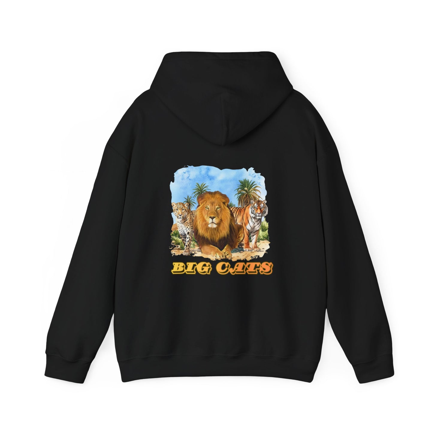 Men's Big Cats Trio Hooded Sweatshirt - Cheetah, Lion, and Tiger