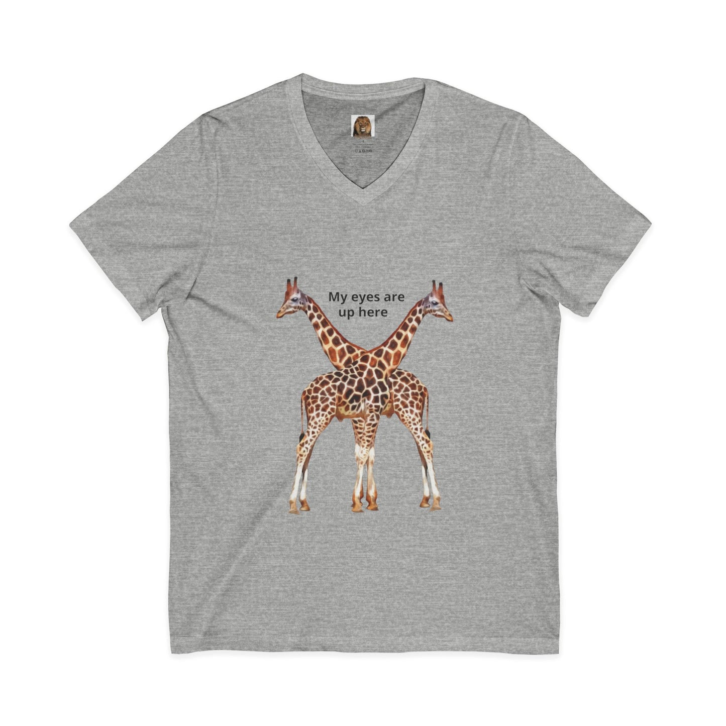 Women's Giraffe Humor V-Neck Tee for Animal Lovers