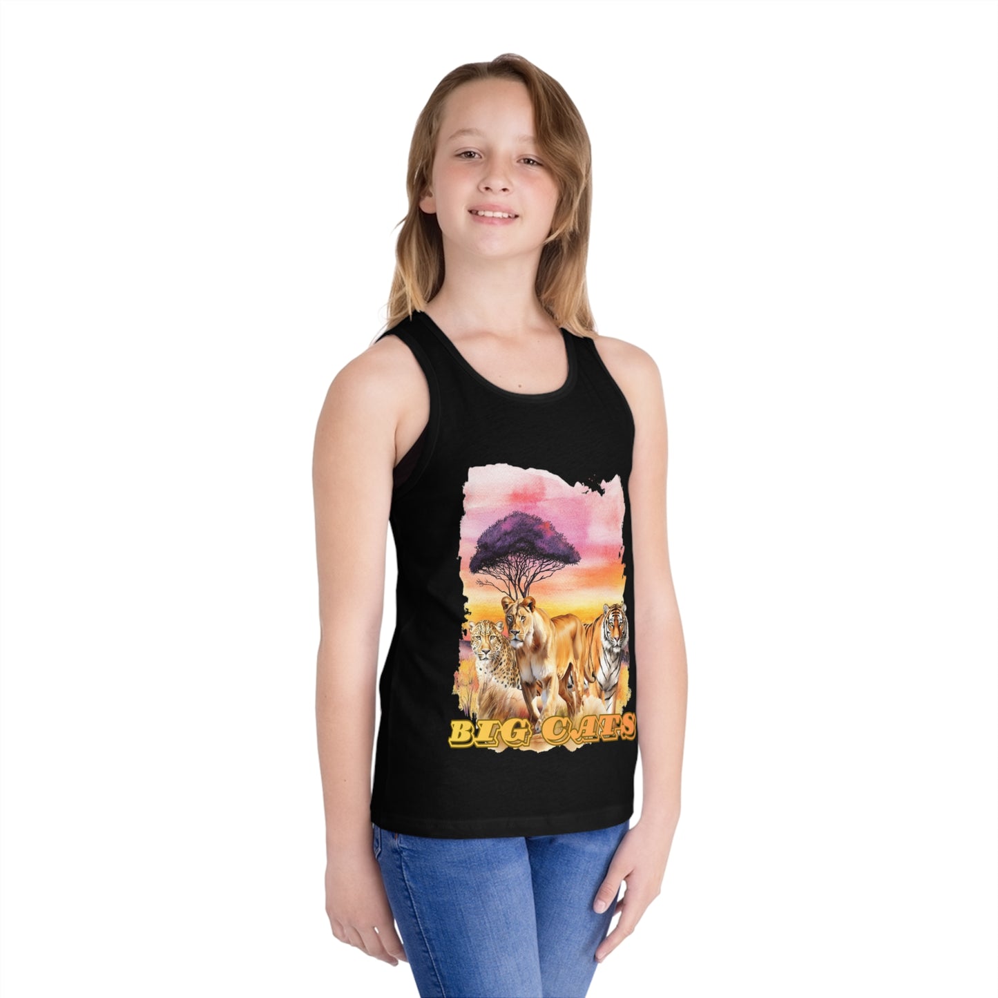 Boy's Big Cats Trio Tank Top - Lioness, Tiger & Cheetah Safari Graphic