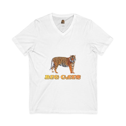 Unisex Tiger Big Cats Short Sleeve V-Neck Tee