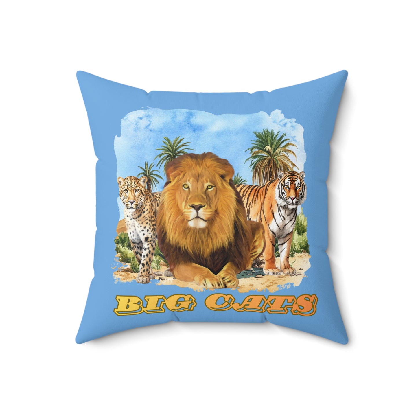 Polyester Square Big Cats Pillow