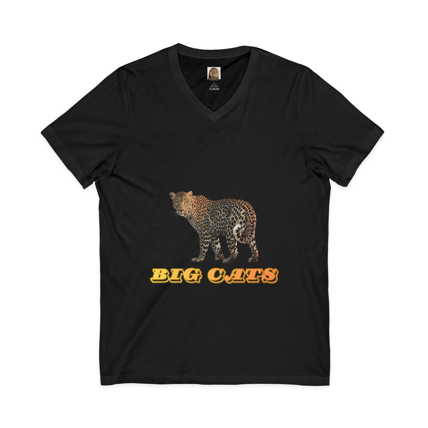 Unisex Leopard Big Cats Short Sleeve V-Neck Tee