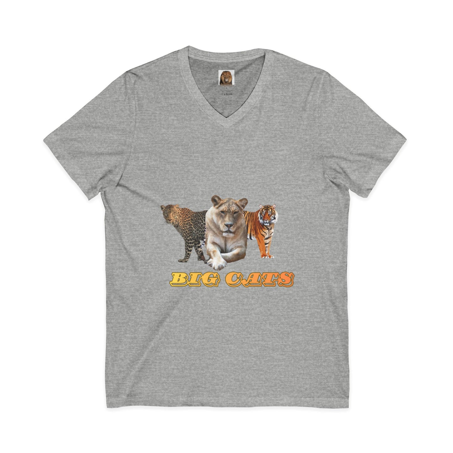 Unisex Lioness Big Cats Short Sleeve V-Neck Tee