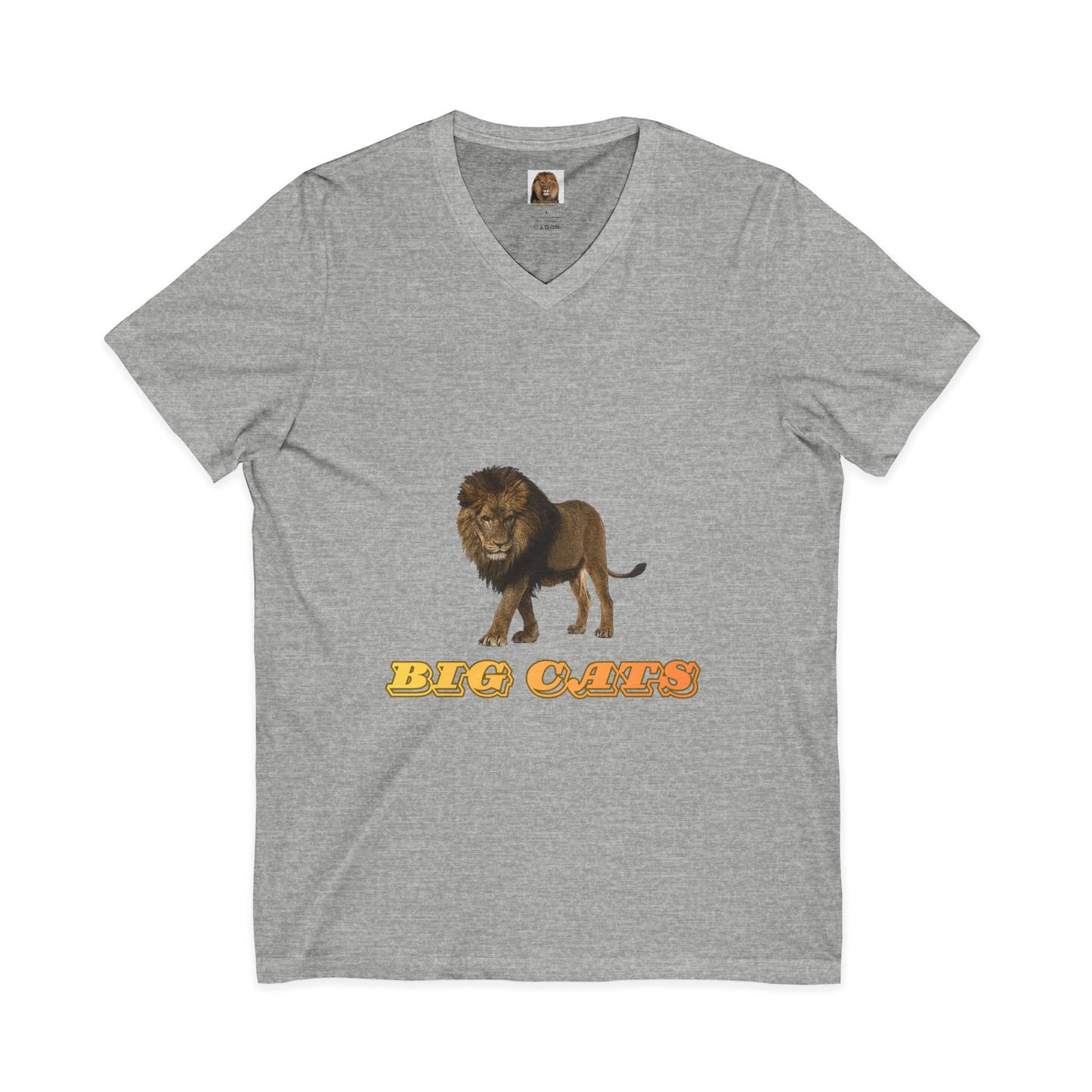 Unisex Lion Big Cats Short Sleeve V-Neck Tee
