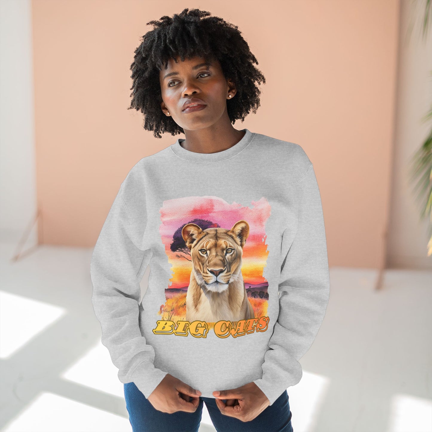 Women's Big Cats Lioness Premium Crewneck Sweatshirt