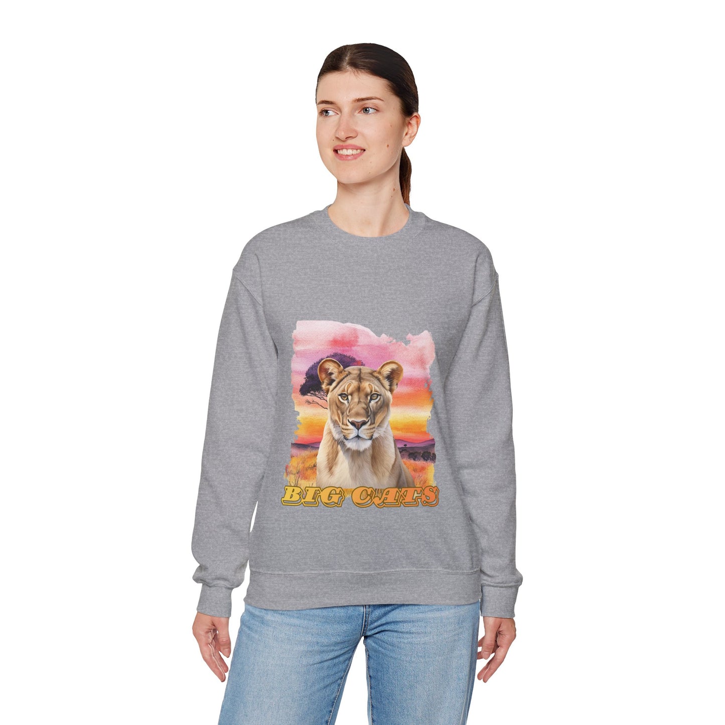 Women's Lioness Big Cats Sunset Crewneck Sweatshirt