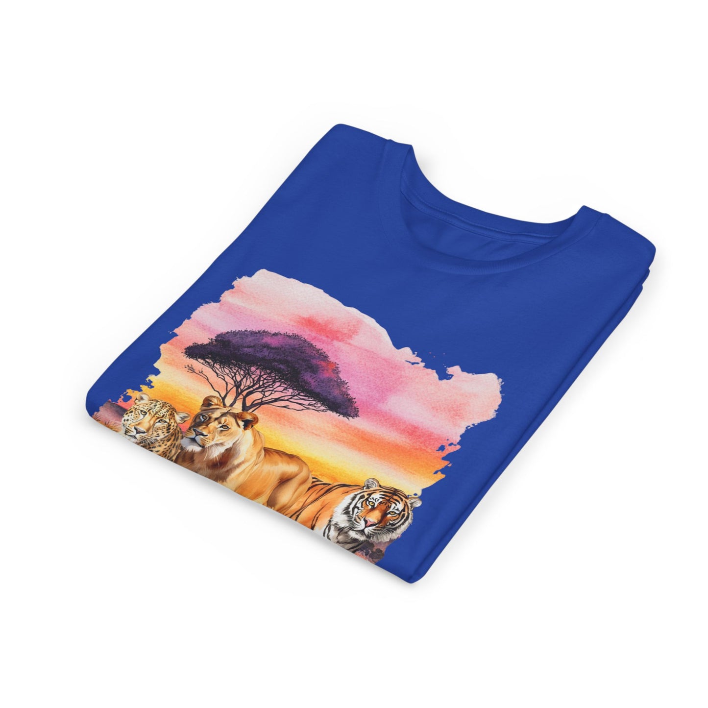 Girls Big Cats Trio Short Sleeve Tee (Lion, Tiger, Cheetah)