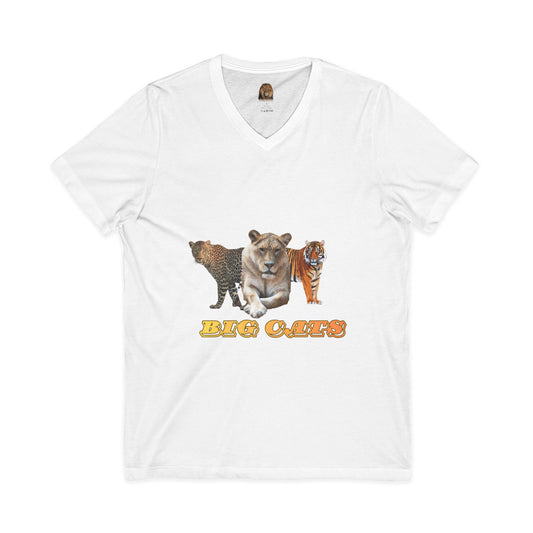 Unisex Lioness Big Cats Short Sleeve V-Neck Tee