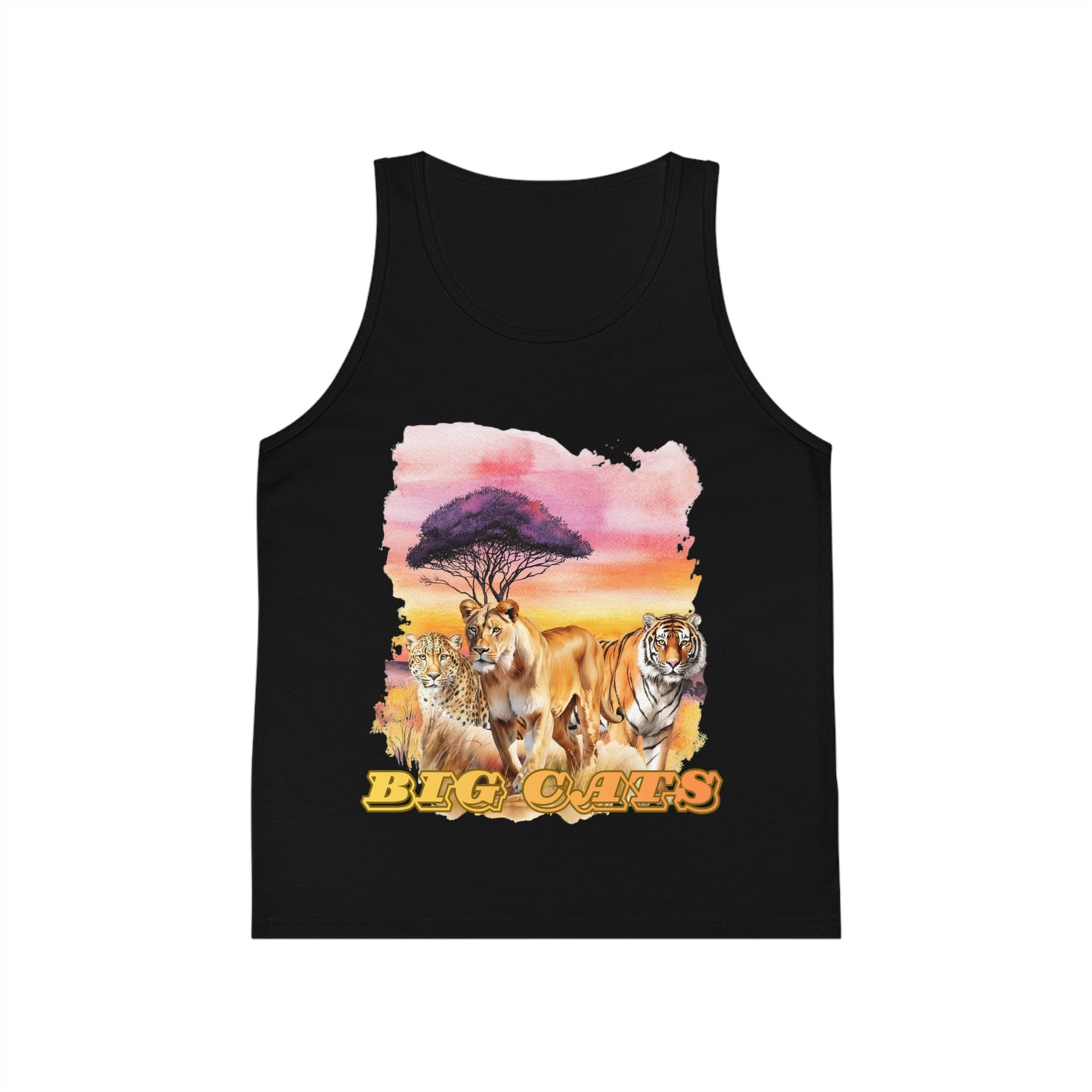 Boy's Big Cats Trio Tank Top - Lioness, Tiger & Cheetah Safari Graphic
