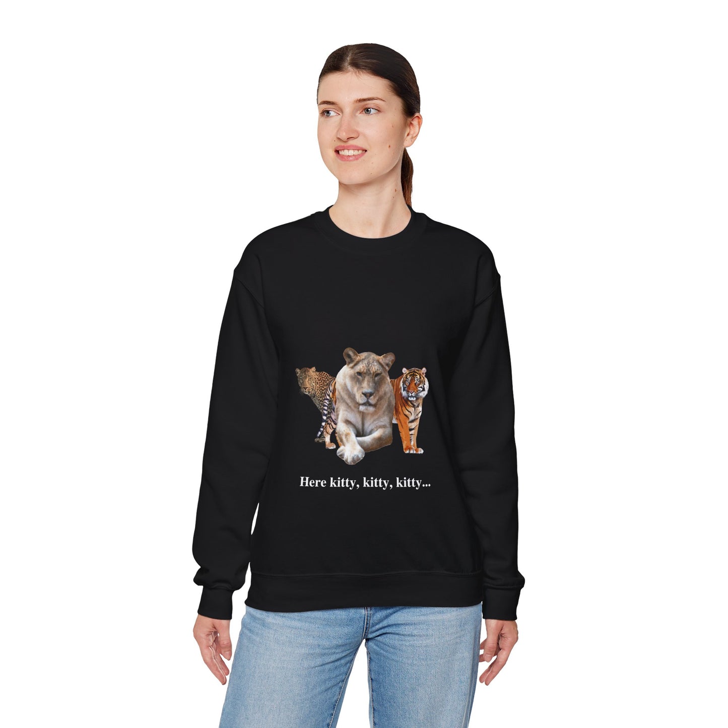 Women's Big Cats Crewneck Sweatshirt — Cheetah, Lion & Tiger