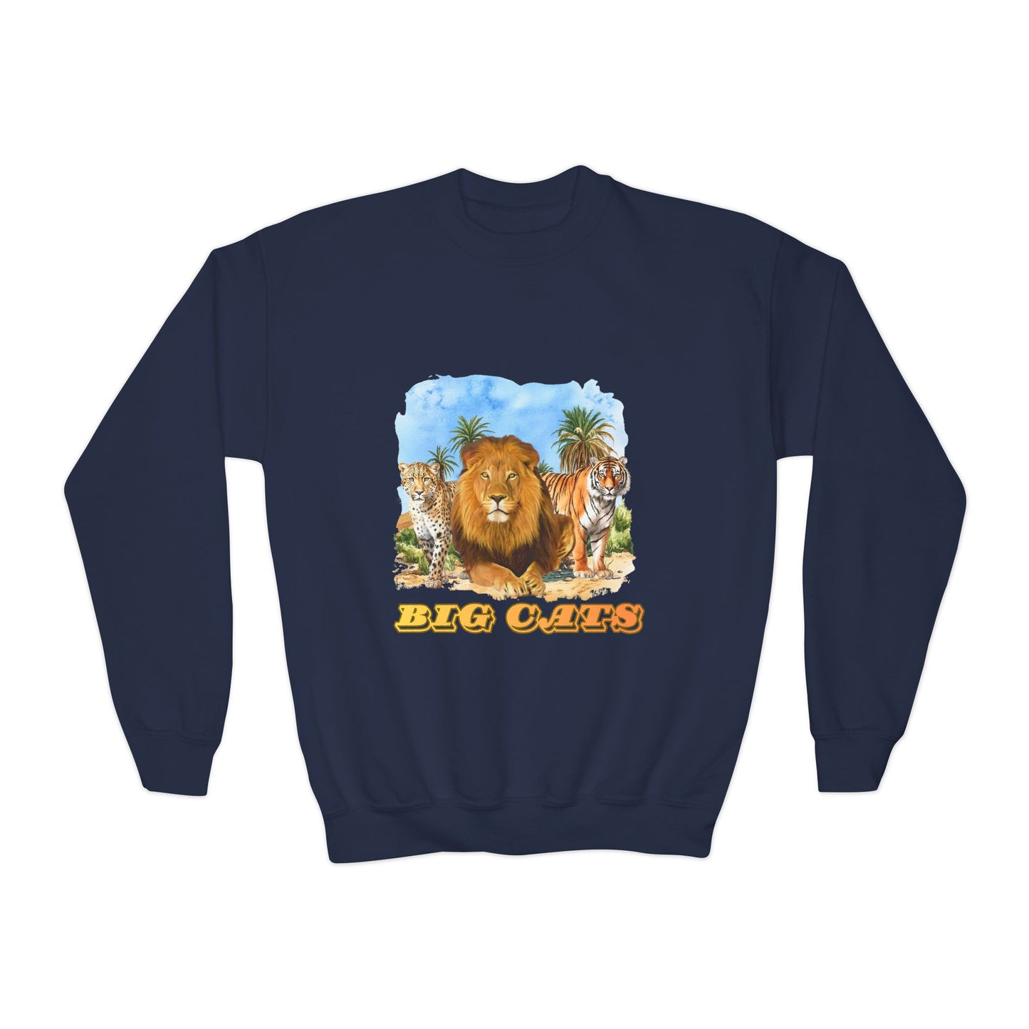 Boys Big Cats Lion Crewneck Sweatshirt