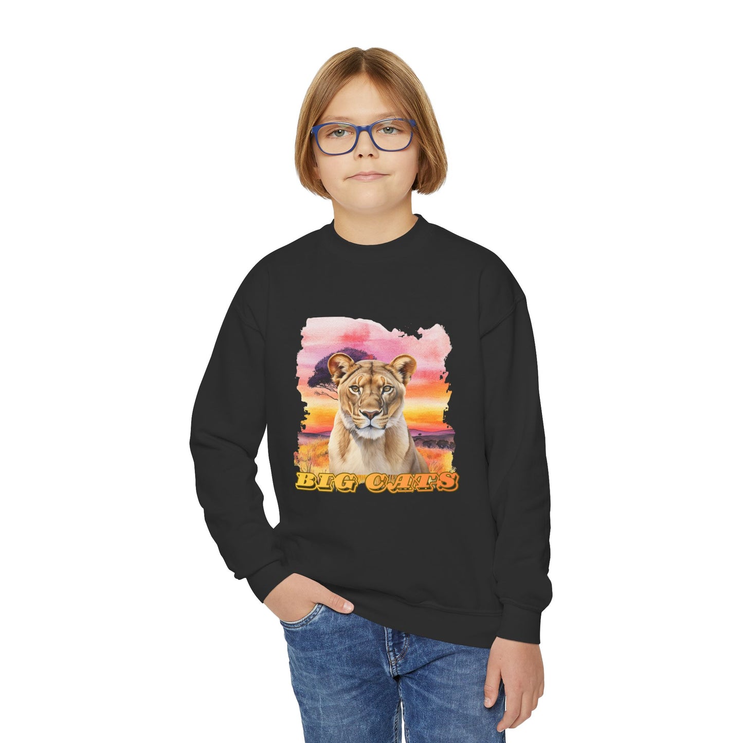 Girls Lioness Big Cats Crewneck Sweatshirt