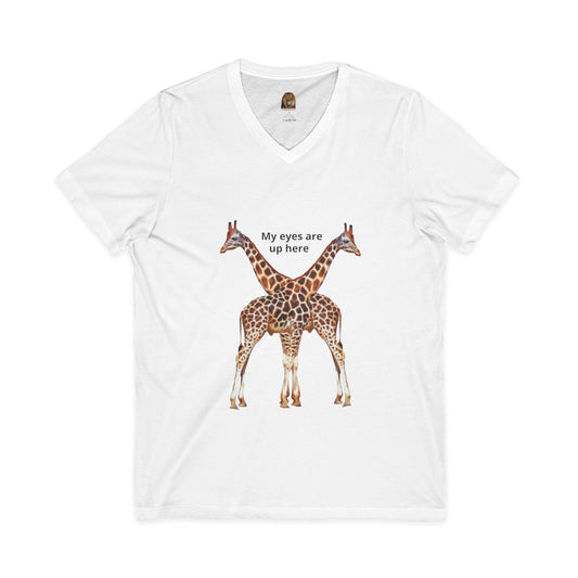 Women's Giraffe Humor V-Neck Tee for Animal Lovers