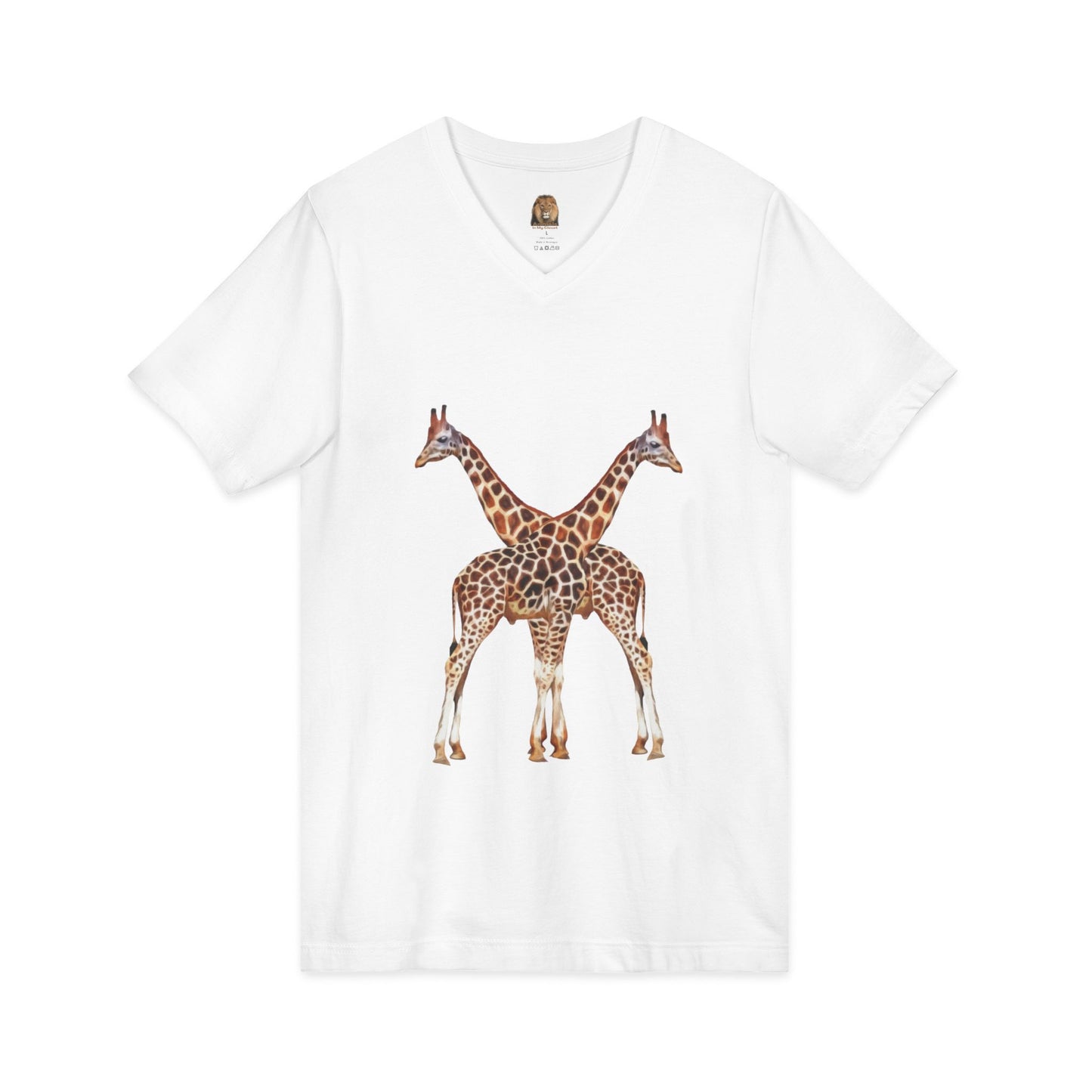 Unisex Giraffe Love V-Neck Tee for Animal Lovers