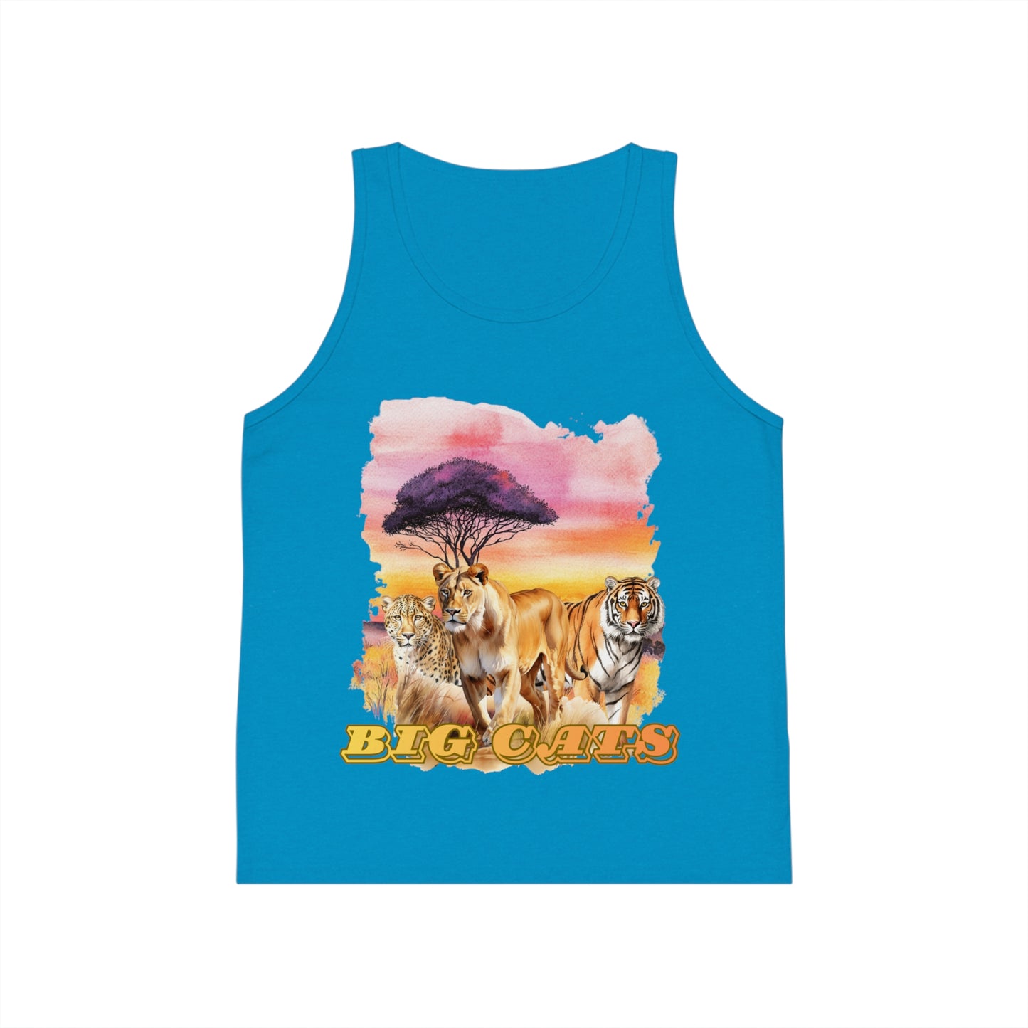 Boy's Big Cats Trio Tank Top - Lioness, Tiger & Cheetah Safari Graphic