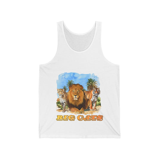 Mens Big Cats Lion Jersey Tank Top — Lion, Tiger & Cheetah Graphic