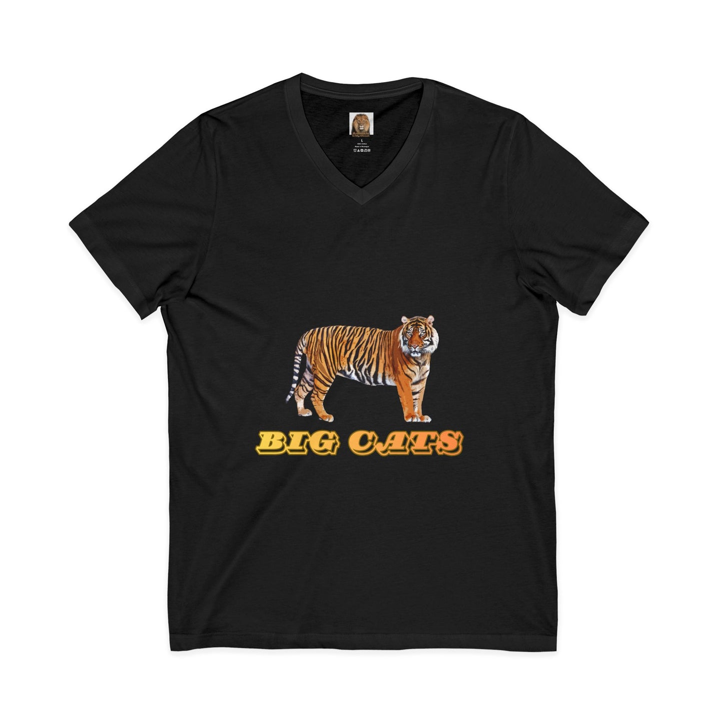Unisex Tiger Big Cats Short Sleeve V-Neck Tee