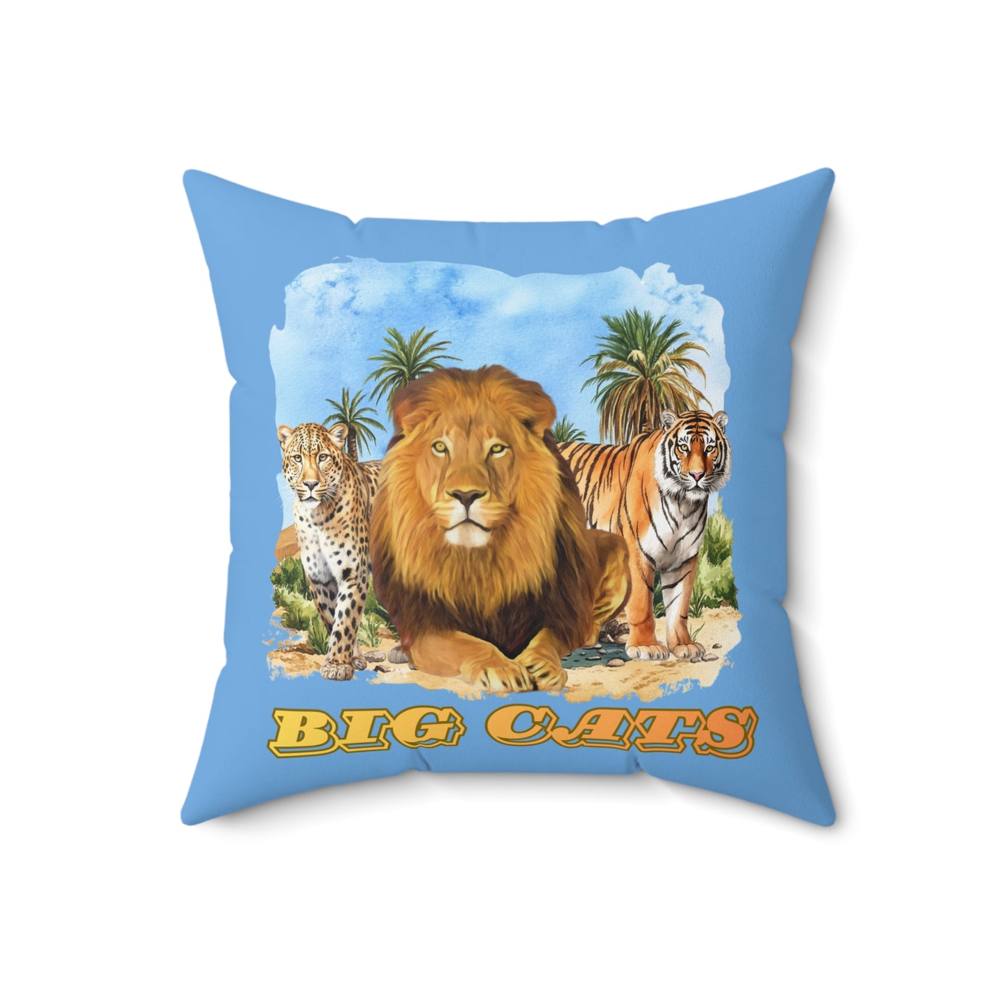 Polyester Square Big Cats Pillow