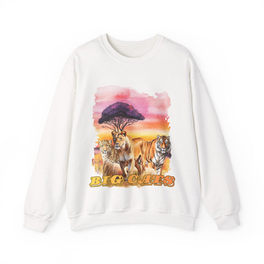 Women's Big Cats Crewneck Sweatshirt — Cheetah, Lion & Tiger