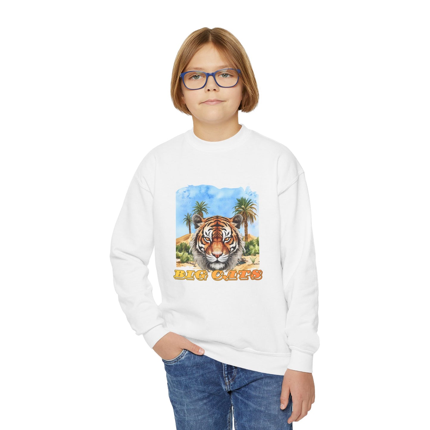 Girl's Big Cats Tiger Crewneck Sweatshirt