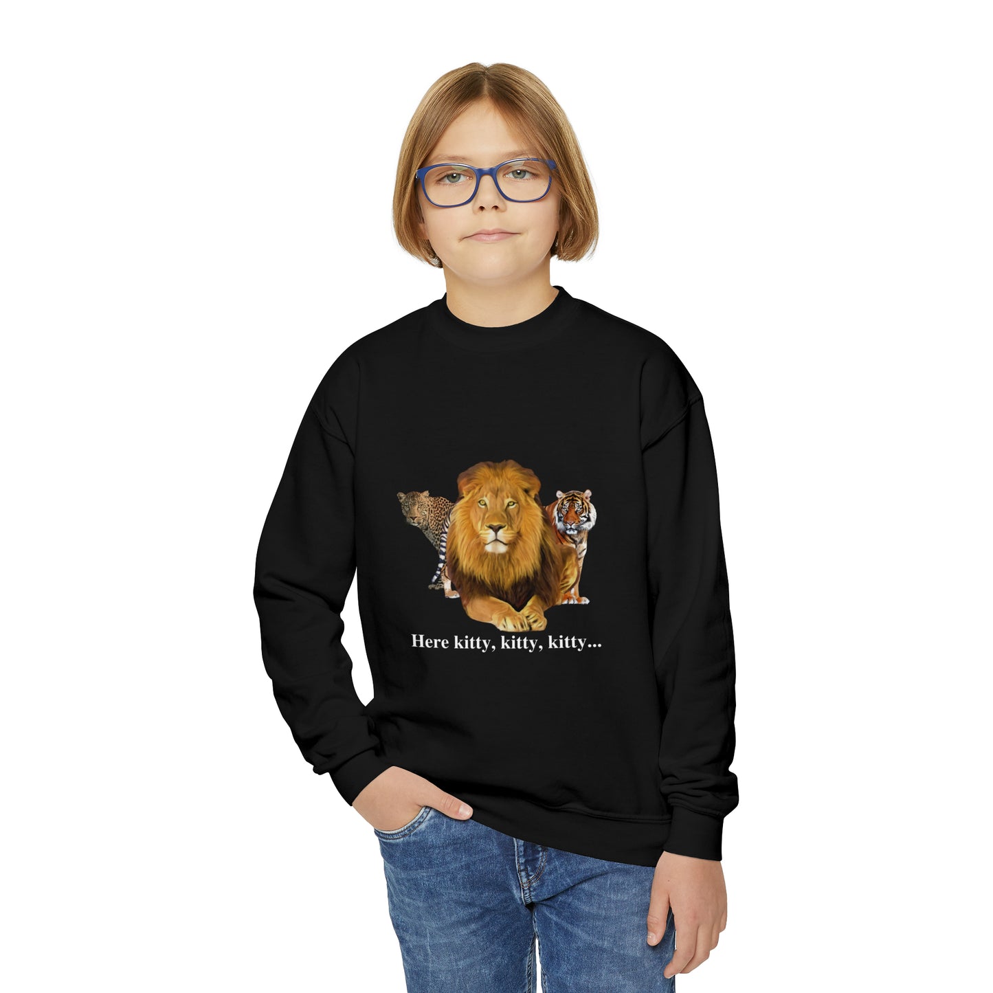 Youth Big Cats Lion Crewneck Sweatshirt