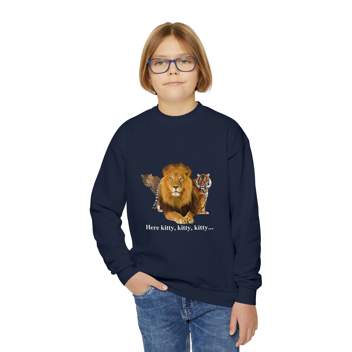 Youth Big Cats Lion Crewneck Sweatshirt