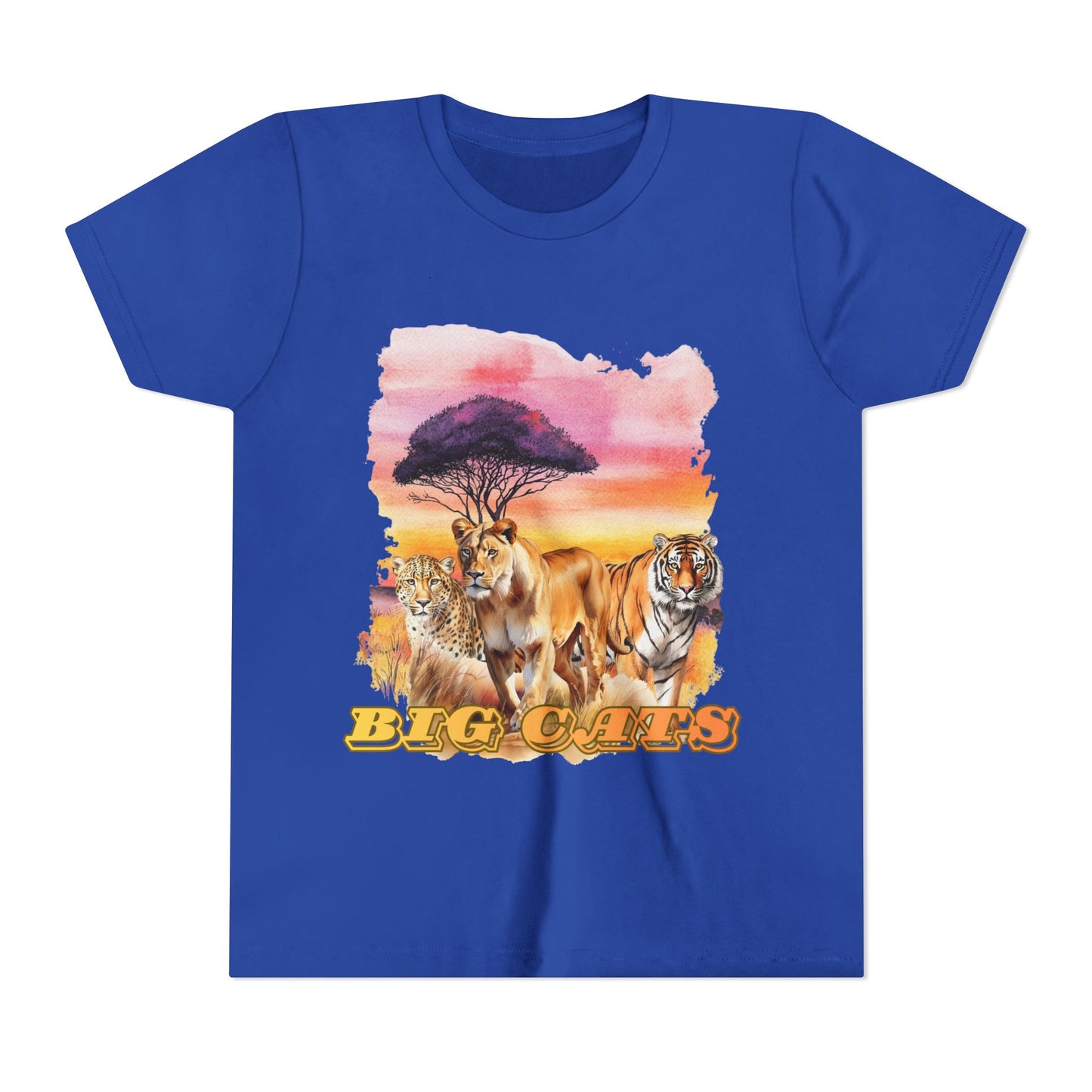 Girls Big Cats Trio Short Sleeve Tee (Lion, Tiger, Cheetah)