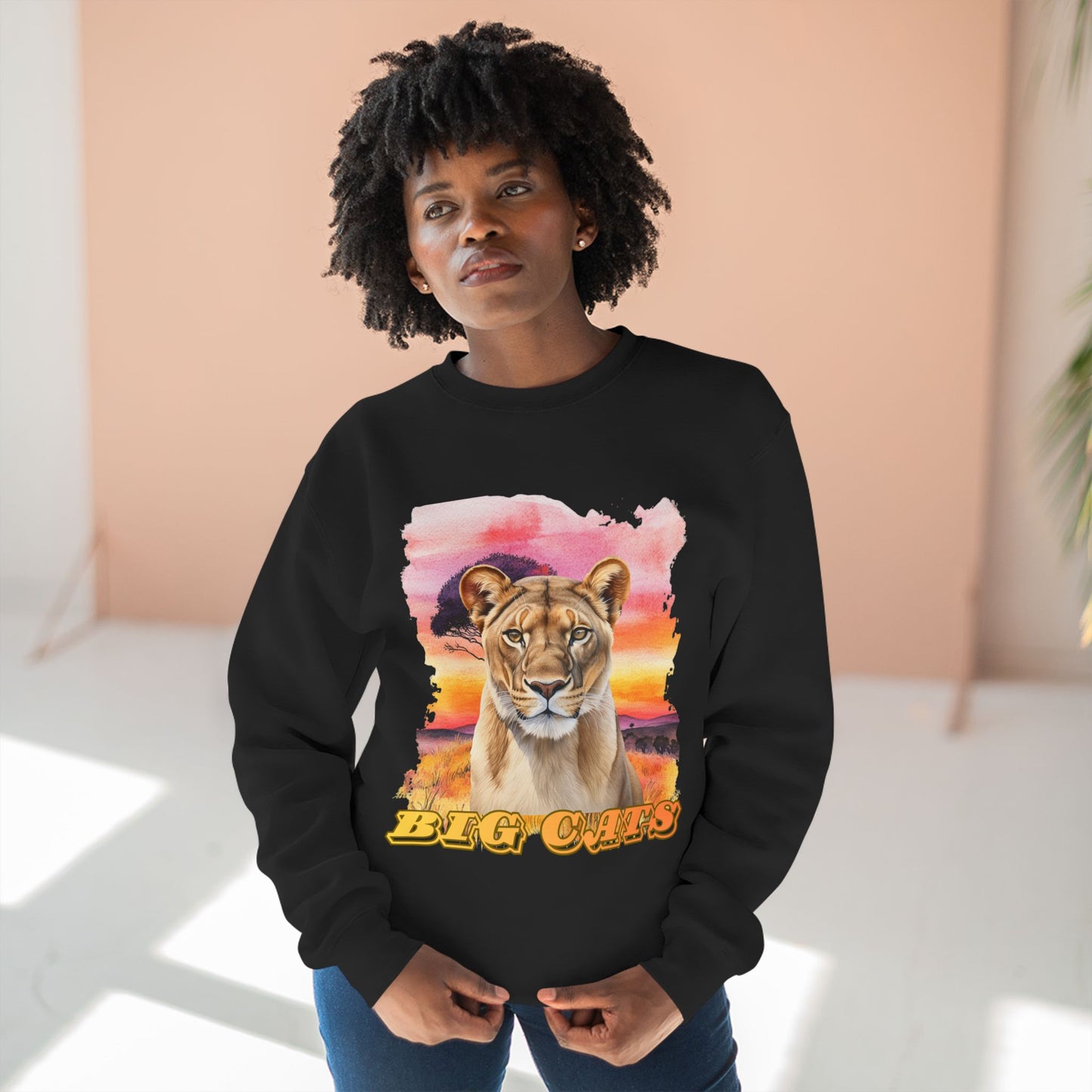 Women's Big Cats Lioness Premium Crewneck Sweatshirt