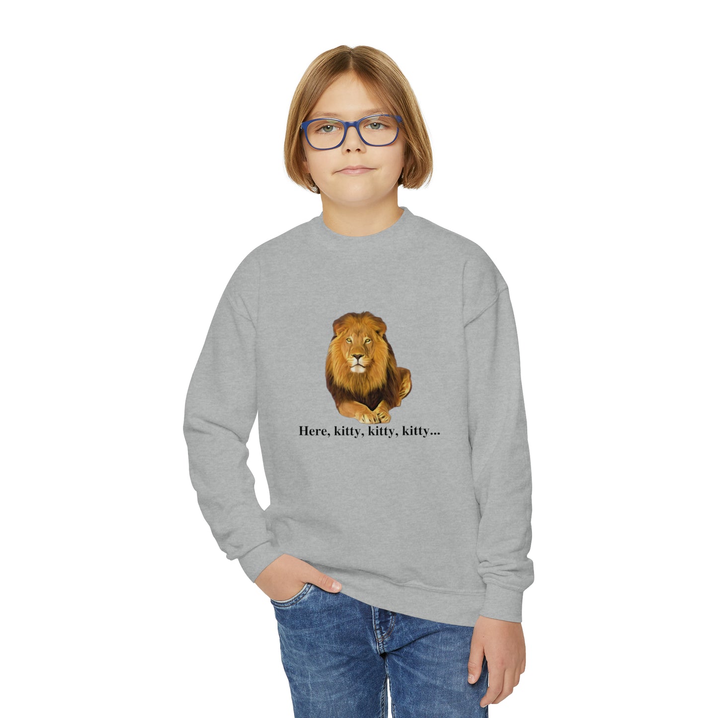 Youth Lion Big Cats Crewneck Sweatshirt