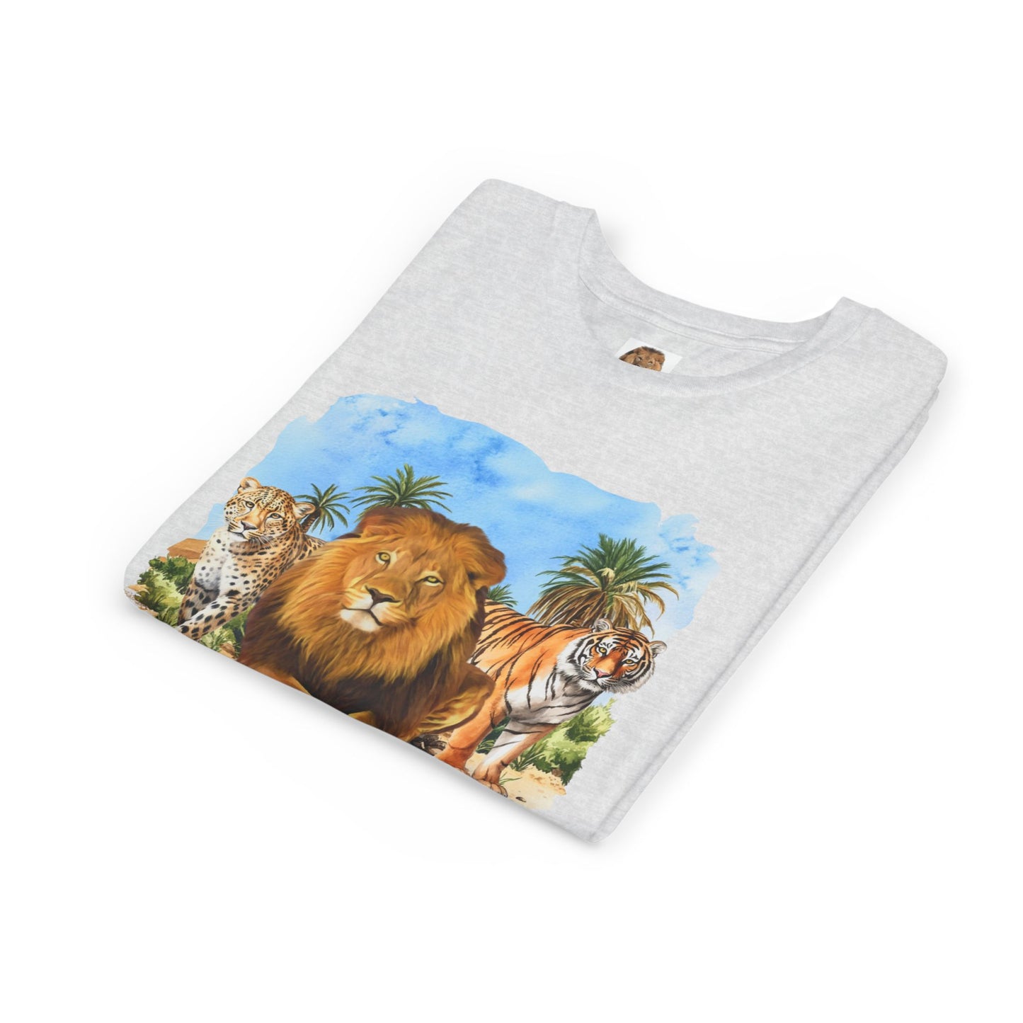 Boys Big Cats Trio Tee Shirt — Lion, Tiger & Cheetah