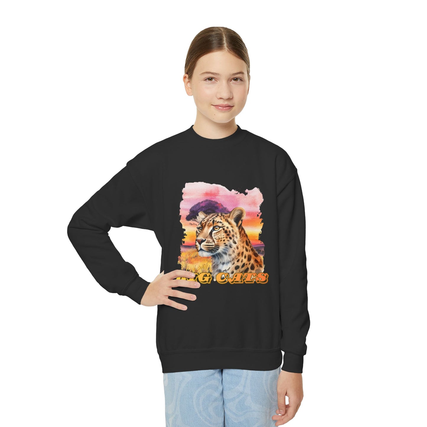 Girl's Cheetah Big Cats Crewneck Sweatshirt