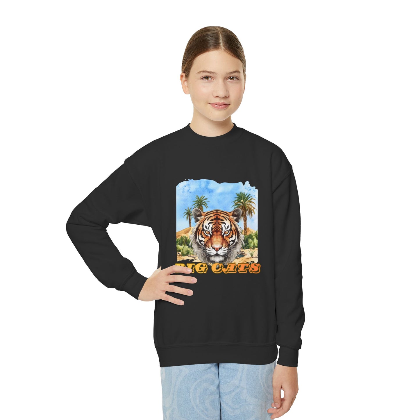 Girl's Big Cats Tiger Crewneck Sweatshirt
