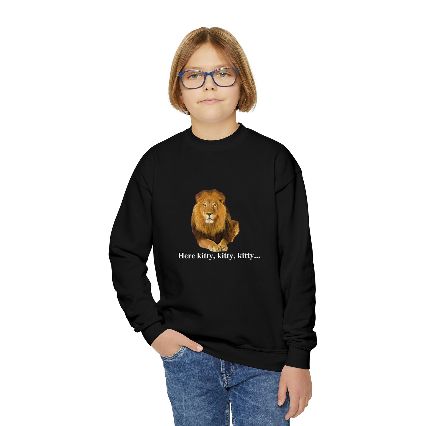 Youth Lion Big Cats Crewneck Sweatshirt