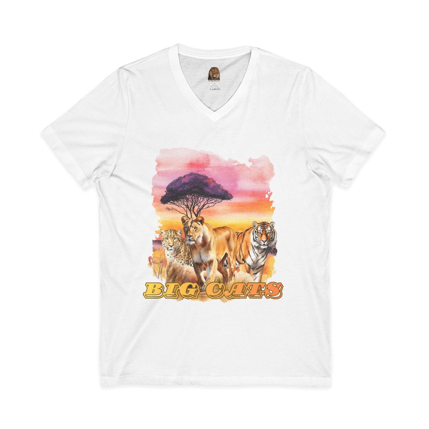 Women's Trio Big Cats Short Sleeve V-Neck Tee