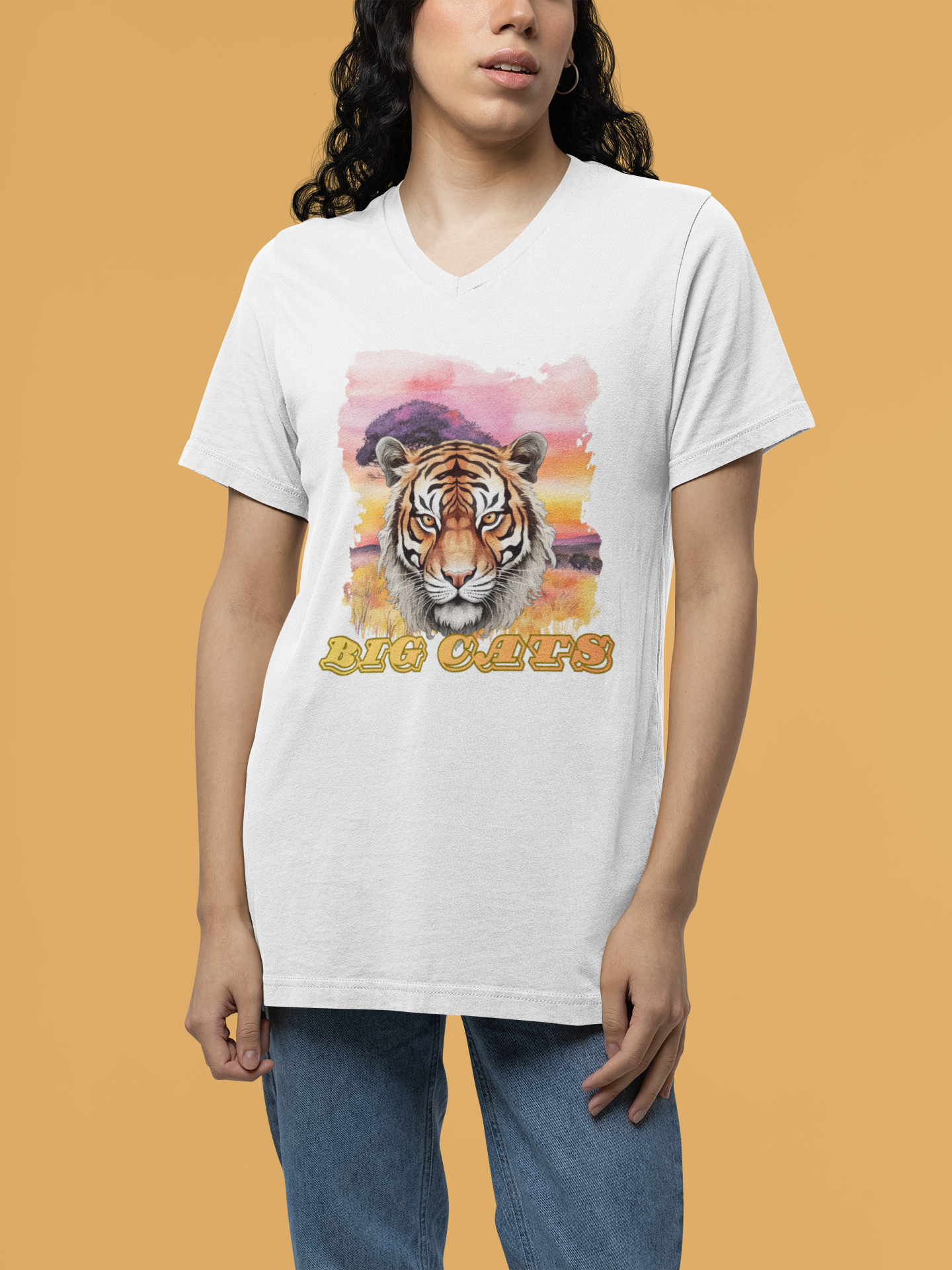Women's Tiger Big Cats V-Neck Tee