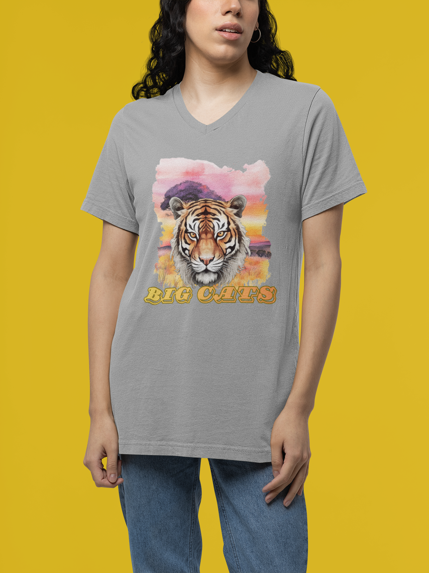 Women's Tiger Big Cats V-Neck Tee