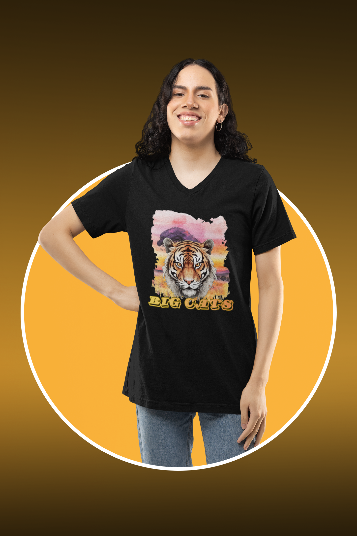 Women's Tiger Big Cats V-Neck Tee